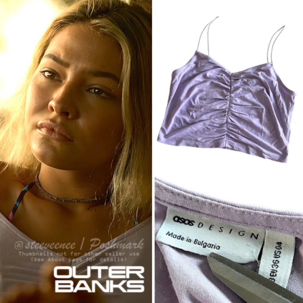 ASOS Design Lilac Crop Cami with Ruched Front and Spaghetti Straps